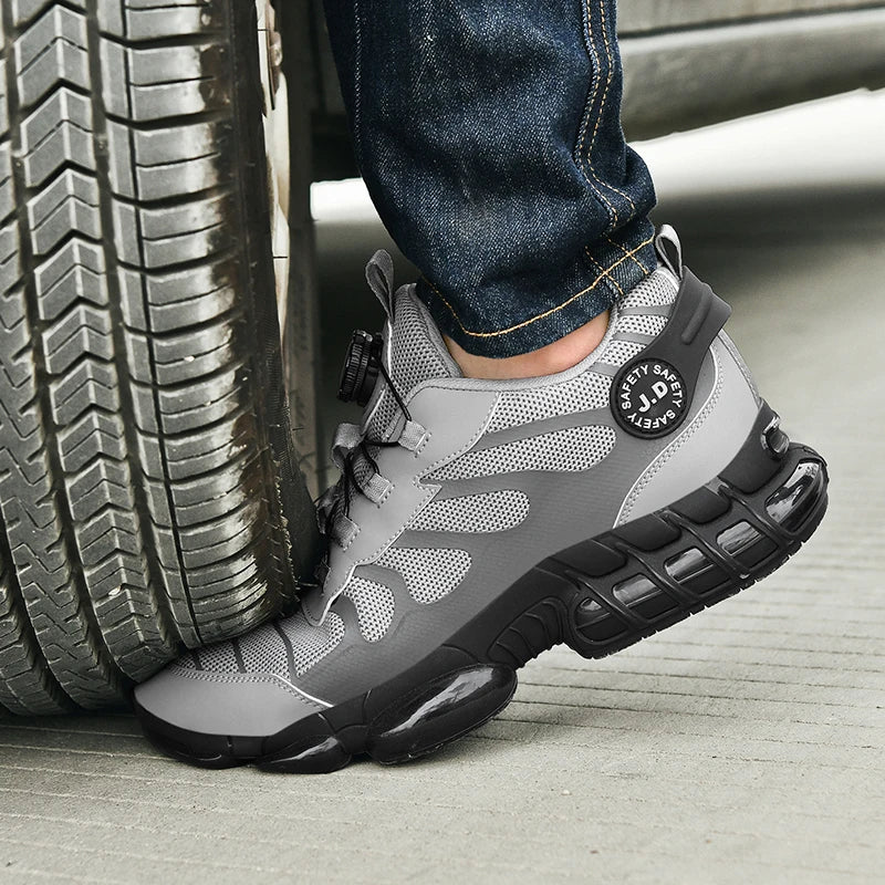 Zapatos de seguridad con puntera de acero LARNMERN para hombre y mujer, anchos, ligeros, cómodos, tipo tenis, de trabajo, coloridos.