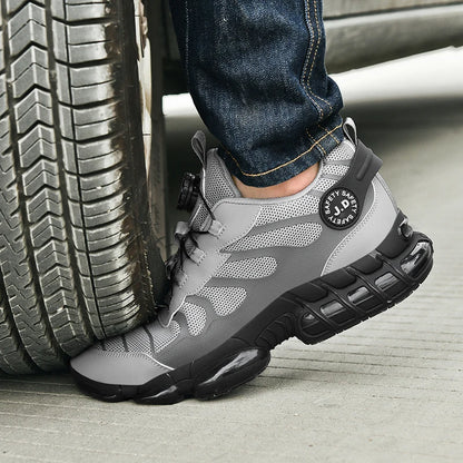 Zapatos de seguridad con puntera de acero LARNMERN para hombre y mujer, anchos, ligeros, cómodos, tipo tenis, de trabajo, coloridos.