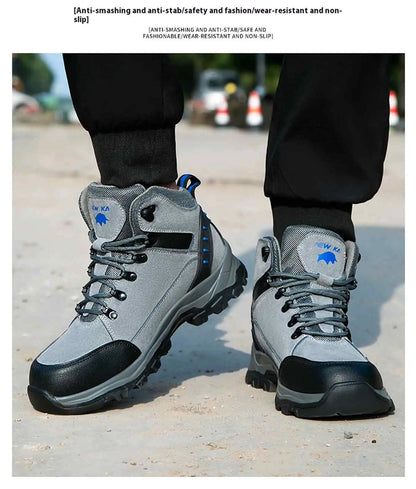Los nuevos zapatos de protección laboral son anti-aplastamiento y anti-perforación, calzado cómodo y resistente para hombre, para otoño e invierno, ideal para la construcción.