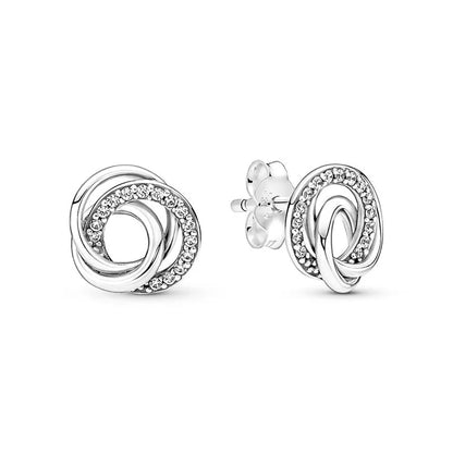 Pendientes de plata 925 con forma de corazón infinito y lazo brillante, originales, para mujer, regalo, joyería fina, 2025