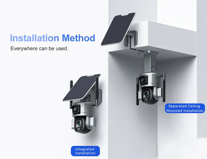 Cámara solar LS VISION 4K de 8 MP para exteriores con doble lente, 4G/WiFi, doble pantalla, zoom óptico 4X/10X, seguimiento humanoide y cámara de seguridad PTZ.