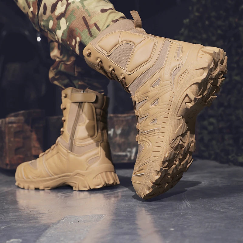 Botas tácticas para hombre, botas de campo para fuerzas especiales de otoño, ligeras, para exteriores, antideslizantes e impermeables.