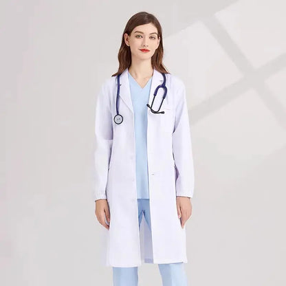 Bata médica blanca de algodón para mujer y hombre, bata de laboratorio para científicos, bata de médico, bata de laboratorio para hospital, estudiantes, escuela, cosplay, bata de comida