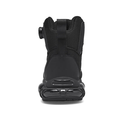 Zapatos de seguridad de caña alta para hombre con botón giratorio, resistentes a impactos y perforaciones, zapatillas de moda para hombre, calzado de seguridad profesional.