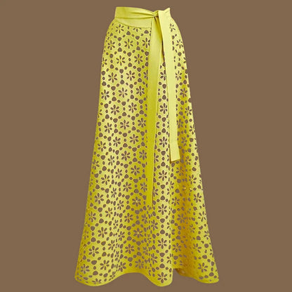 Sexy Deep V Neck Women Swimwear Yellow Color Laser Cutting Flower Hollow One Piece Swimsuit Women Backless Monokini Bathing Suit