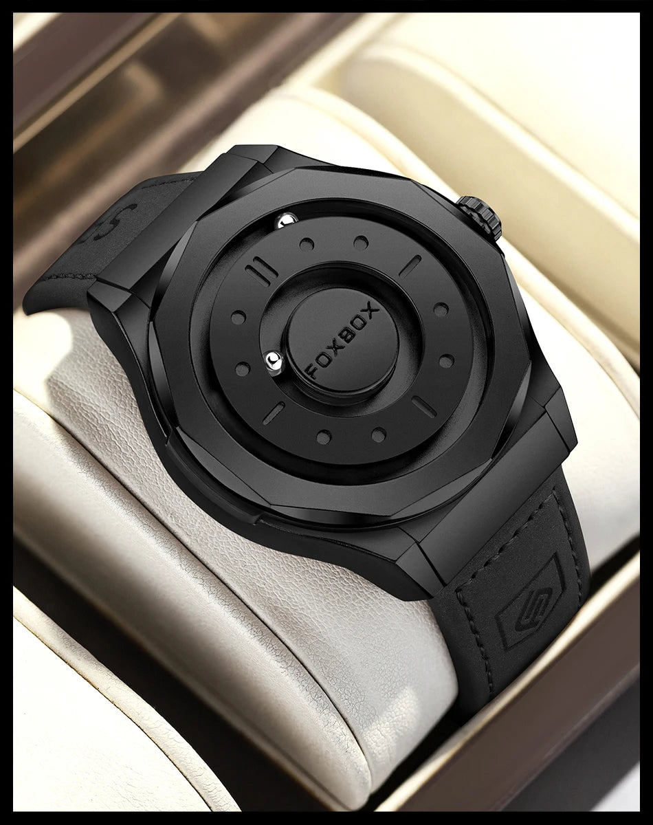 FOXBOX Reloj de negocios de lujo para hombre, resistente al agua hasta 30 m, diseño personalizado, correa de acero inoxidable, reloj de cuarzo para hombre, regalo de moda