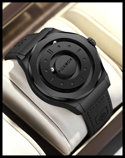 FOXBOX Reloj de negocios de lujo para hombre, resistente al agua hasta 30 m, diseño personalizado, correa de acero inoxidable, reloj de cuarzo para hombre, regalo de moda