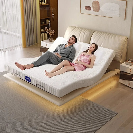 Cama inteligente para dormitorio, sofá de masaje de lujo, diseño moderno, cama de masaje de madera, dormitorio sencillo, sala de estar matrimonial, muebles