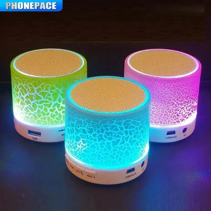 Mini altavoz Bluetooth inalámbrico con LED, tarjeta SD, subwoofer USB, columna de sonido de música MP3 portátil para PC y teléfono móvil