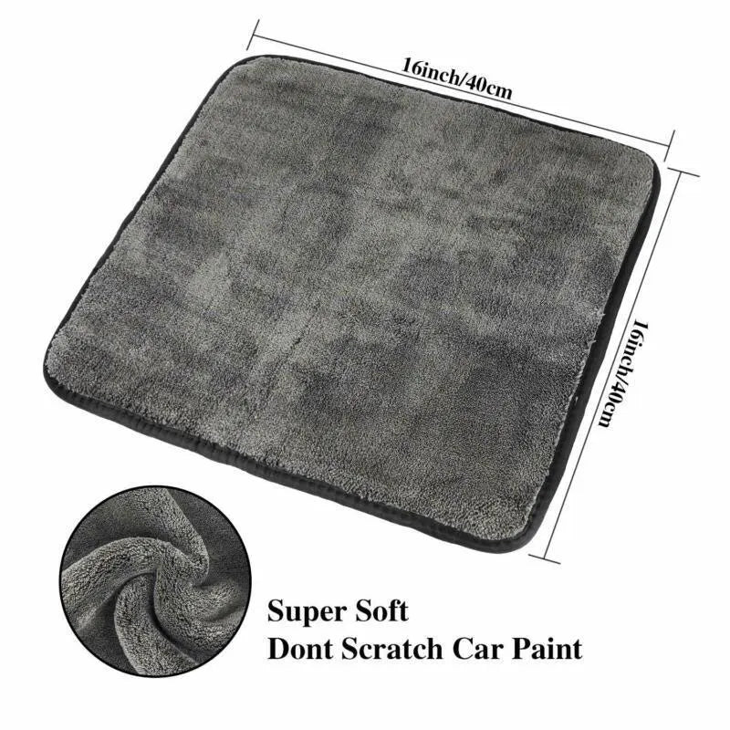 Toalla de microfibra para lavado de coches SEAMETAL de 1200 g/m², 40 x 40 cm, forro polar coral grueso y absorbente, paño de secado y lavado.