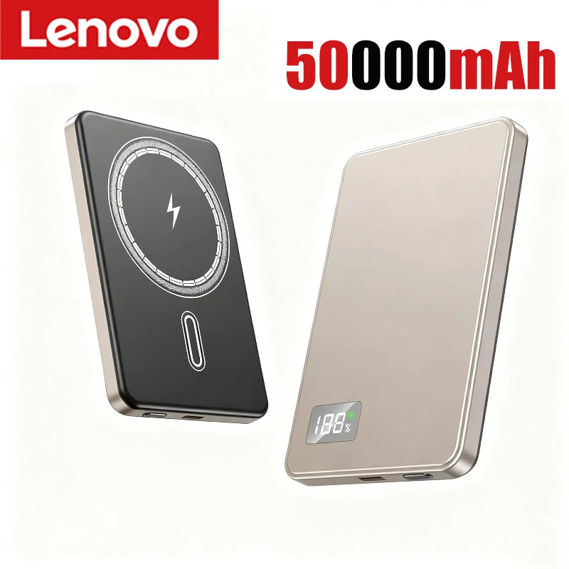 Batería externa magnética portátil Lenovo de 500.000 mAh, inalámbrica, PD22,5 W, carga rápida, compatible con Magsafe para iPhone y Samsung.