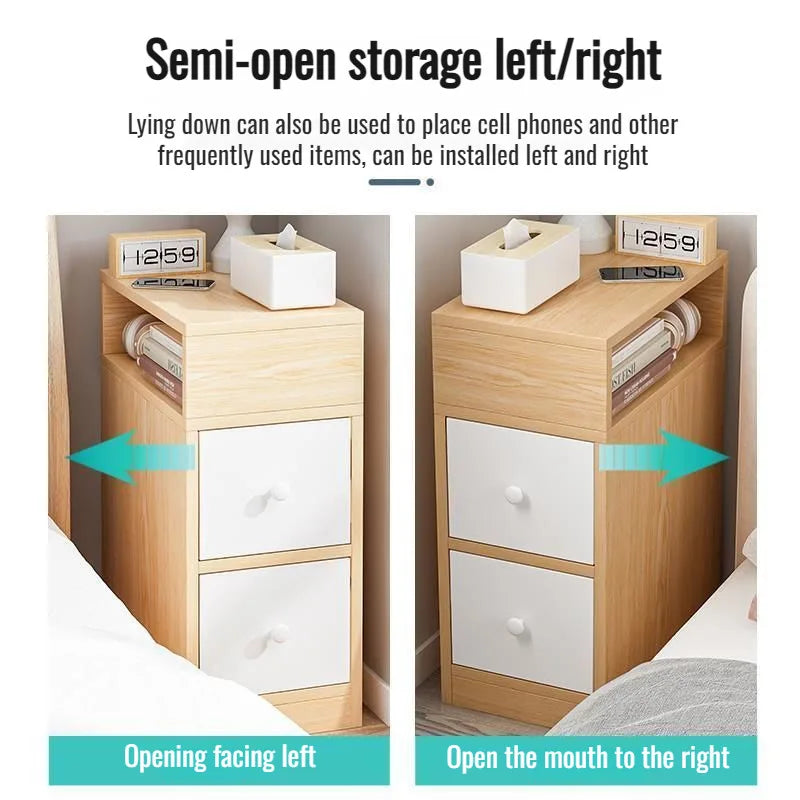 Mesita de noche moderna y sencilla con cajón, armario multifuncional para dormitorio y sala de estar, organizador con estantes.