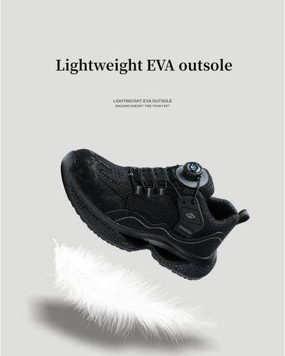 Zapatos de seguridad de trabajo con botón giratorio para hombres y mujeres, zapatos con puntera de acero, botas de seguridad indestructibles, zapatillas de trabajo protectoras ligeras.