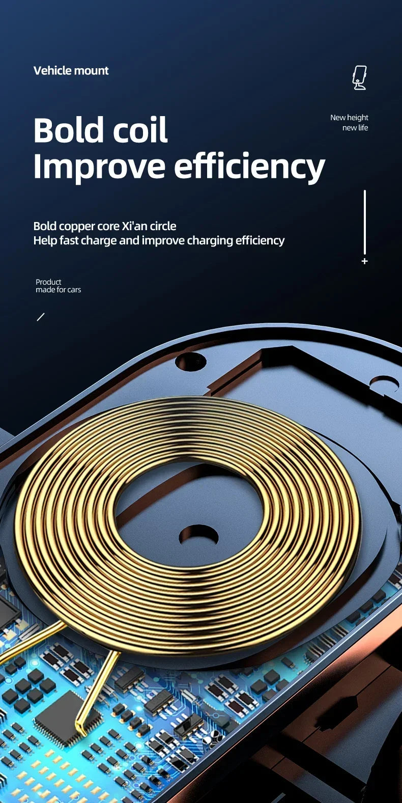 Soporte de carga inalámbrica para coche con inducción infrarroja y abrazadera para rejilla de ventilación, compatible con iPhone 16~12 Pro Max y Samsung Galaxy S25/S24. Carga rápida.