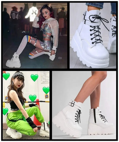 Brand Design  Big Sizes  Platform High Heels Cosplay Fashionable Autumn Winter Wedges Shoes Ankle Boots Women Booties 2024