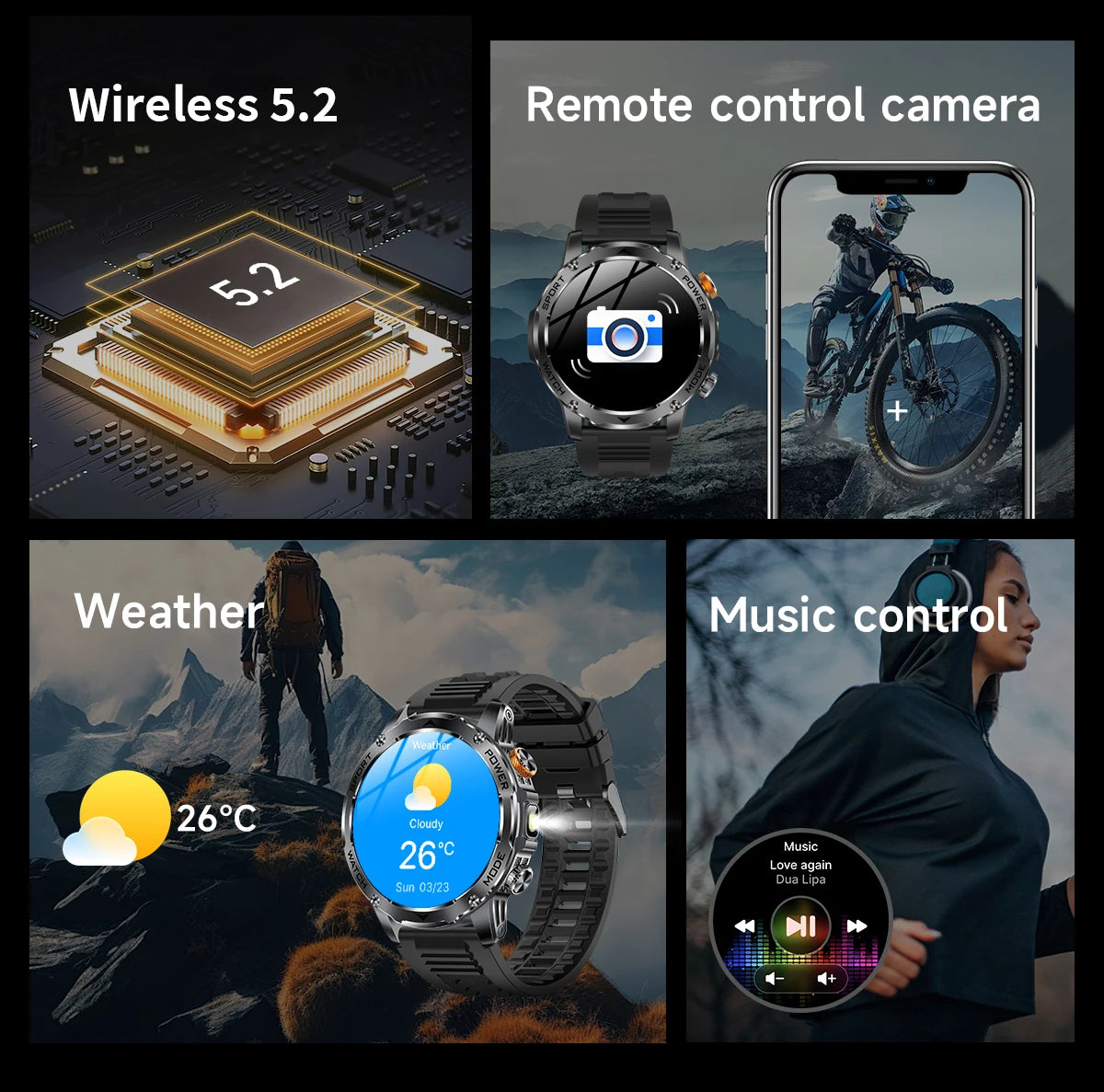 Reloj inteligente para hombre, nuevo, con batería de 1000 mAh, pantalla AMOLED HD de 1,7 pulgadas, control del ritmo cardíaco, linterna, llamadas Bluetooth, reloj inteligente de salud para hombre.