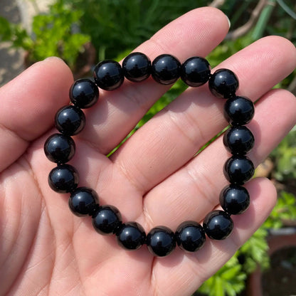 Pulsera de turmalina negra natural, pulsera de cuentas de piedra, pulsera energética de gemas para hombres, pulsera energética de yoga, hecha a mano, regalo para mujeres