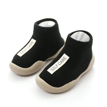 Zapatos para bebés, primeros pasos, para niños y niñas, suela de goma suave antideslizante, zapatos casuales descalzos, botines de punto