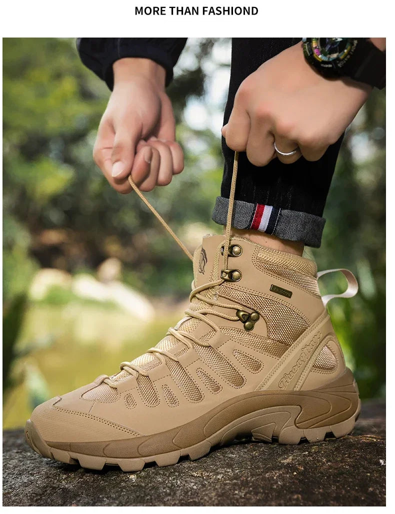 Botas tácticas impermeables de caña alta para hombre, ideales para senderismo, talla grande 47. Zapatillas deportivas para exteriores, botas de senderismo antideslizantes, botas de moto para hombre.
