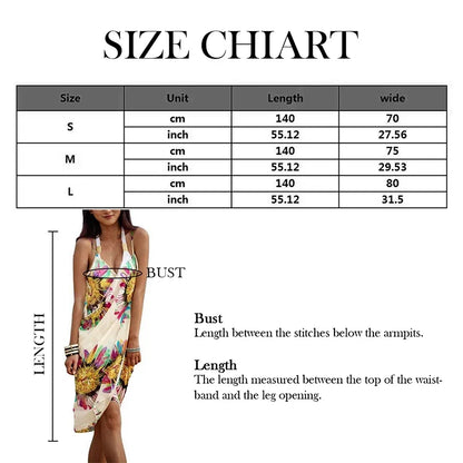 Vestido playero sexy con estampado para mujer, estilo halter, de gasa, tipo pareo, con espalda abierta