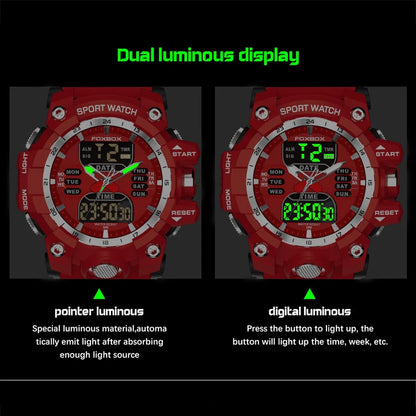 Reloj de hombre LIGE de lujo original, reloj deportivo militar de moda, reloj de cuarzo con pantalla LED dual, calendario, cronógrafo.