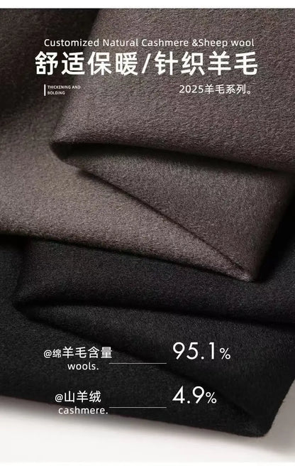 2025 Autumn/Winter New Men's Woolen Coat with 95% Wool Content, Cashmere Warmth, Light Luxury Business Leisure Woolen Coat
