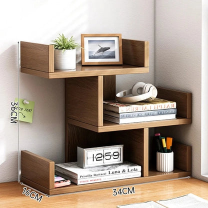 Estantería de escritorio para libros, estantería de almacenamiento y escritorio para el hogar, estantería pequeña para dormitorio, oficina, estante simple de varias capas
