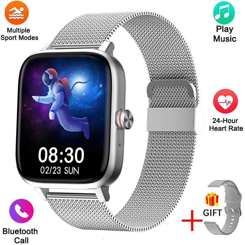 Nuevo reloj inteligente para mujer, con esfera personalizada, para Android IOS, resistente al agua, con Bluetooth, llamadas, música, reloj táctil completo para mujer
