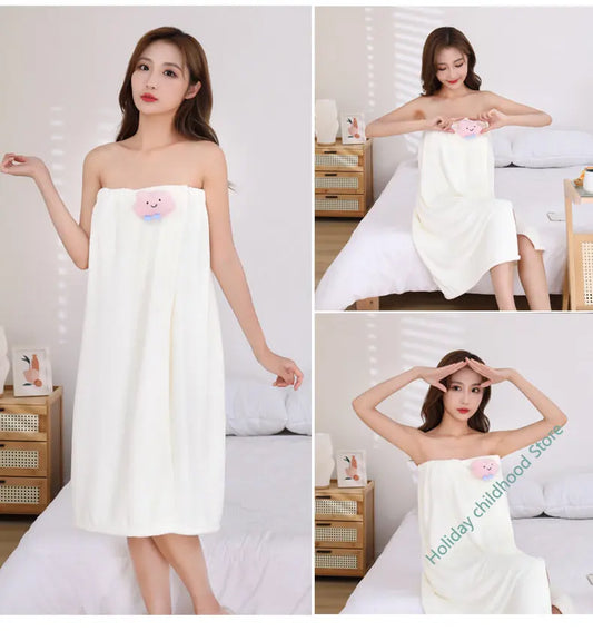Toalla de baño para el hogar, para mujeres, usable, para adultos, absorbente de agua, de secado rápido, estilo largo, para baño, lavable, bata de baño, toallas sexys