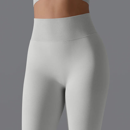 Leggings deportivos de yoga para mujer, sin costuras, cintura alta, elásticos, color sólido, para gimnasio, correr, secado rápido, realce y efecto moldeador.