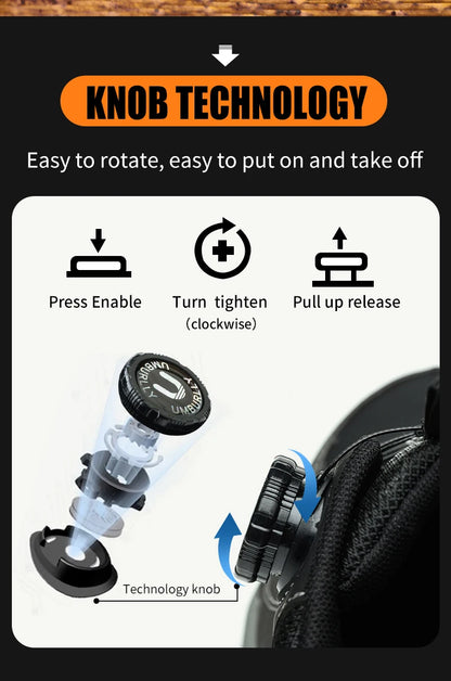 Calzado de seguridad para hombre con diseño de botones, puntera de acero, resistente a la compresión y suela antideslizante para trabajo en exteriores y talleres.