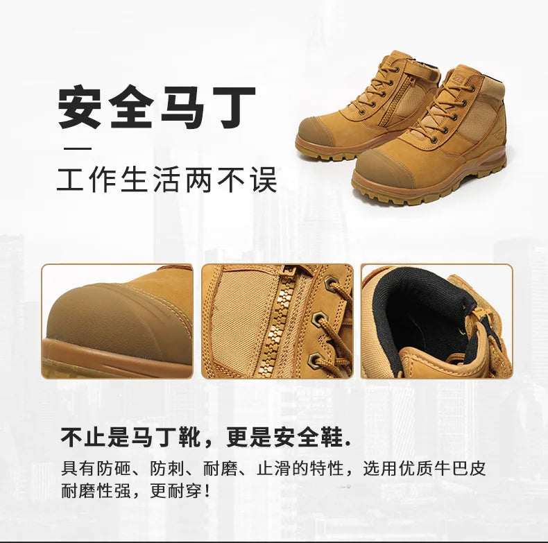 ROCKROOSTER Zapatos de senderismo para hombre, botas de caza impermeables, zapatos de seguridad de cuero, botines tácticos, zapatos de trabajo, zapatillas deportivas con punta de acero