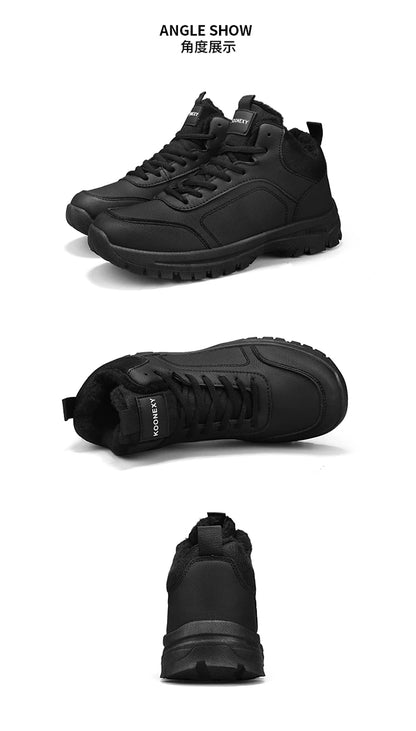 Botas de nieve de gran tamaño para hombre, zapatos de invierno de algodón, botines, zapatos de trabajo para hombre, botas de cuero impermeables de alta calidad, Bota Masculina