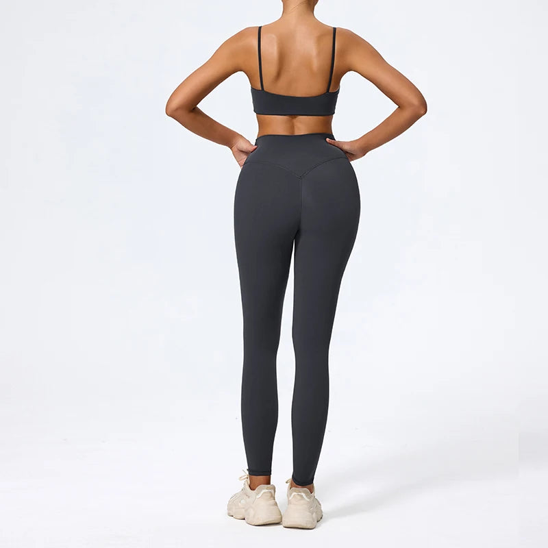 Ctenkevet - Conjunto deportivo de 2 piezas sin mangas para mujer, de verano, para gimnasio, yoga, de cintura alta, transpirable, mallas deportivas para mujer