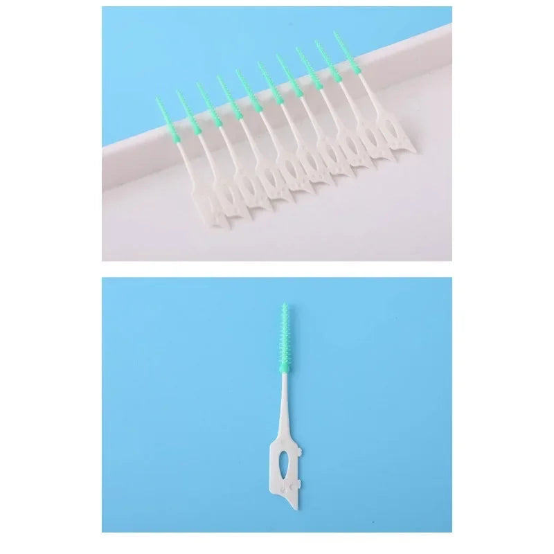 Cepillos interdentales de goma suave (150/200 unidades) para limpieza dental. Herramientas para el cuidado de la higiene bucal.
