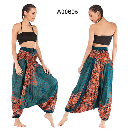 Bohemian Pants Women Pantalones Mujer Hippie High Waist Rayon Harem Baggy Boho Yoga Beach Wear Pour Femme Calca Feminina Printed