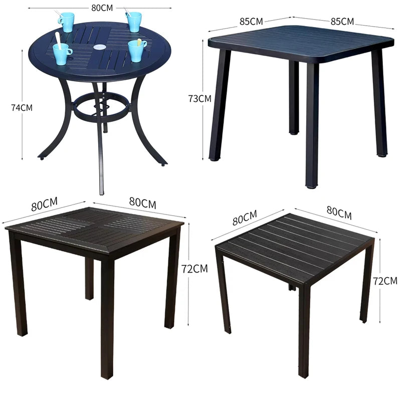 Mesa redonda/cuadrada para exterior, mesa de jardín, mesa de comedor moderna de madera y plástico, mesa larga para exteriores, ocio, patio, villa