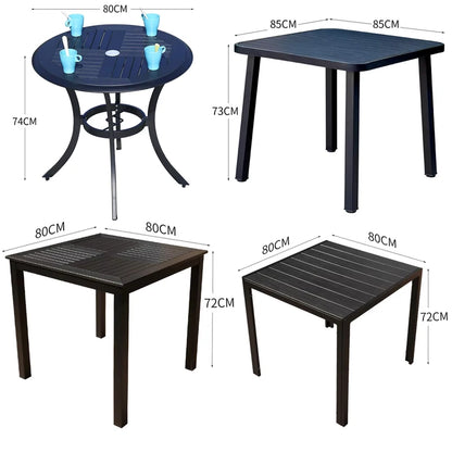 Mesa redonda/cuadrada para exterior, mesa de jardín, mesa de comedor moderna de madera y plástico, mesa larga para exteriores, ocio, patio, villa