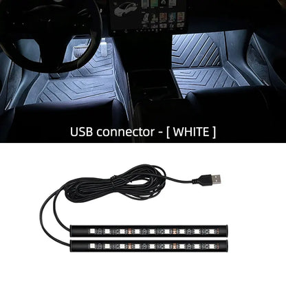 Nuevo kit de luces LED de ambiente para interior de coche, con retroiluminación de 5 V y USB, lámpara de neón decorativa para ambiente de coche, accesorios para vehículos.