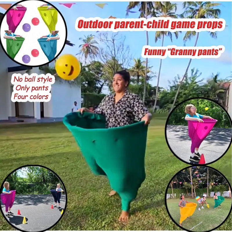 Grandes accesorios para fiestas al aire libre en el patio, pantalones de abuela regordetes, juego de atrapar pelotas, divertidos juegos familiares y regalo para padres e hijos.