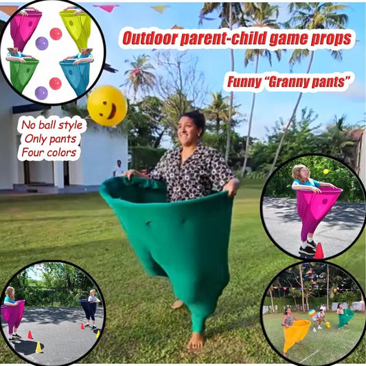 Grandes accesorios para fiestas al aire libre en el patio, pantalones de abuela regordetes, juego de atrapar pelotas, divertidos juegos familiares y regalo para padres e hijos.