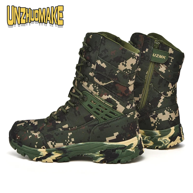 Botas tácticas de camuflaje para hombre, impermeables, para trabajo, seguridad, montañismo, botines, botas para exteriores.