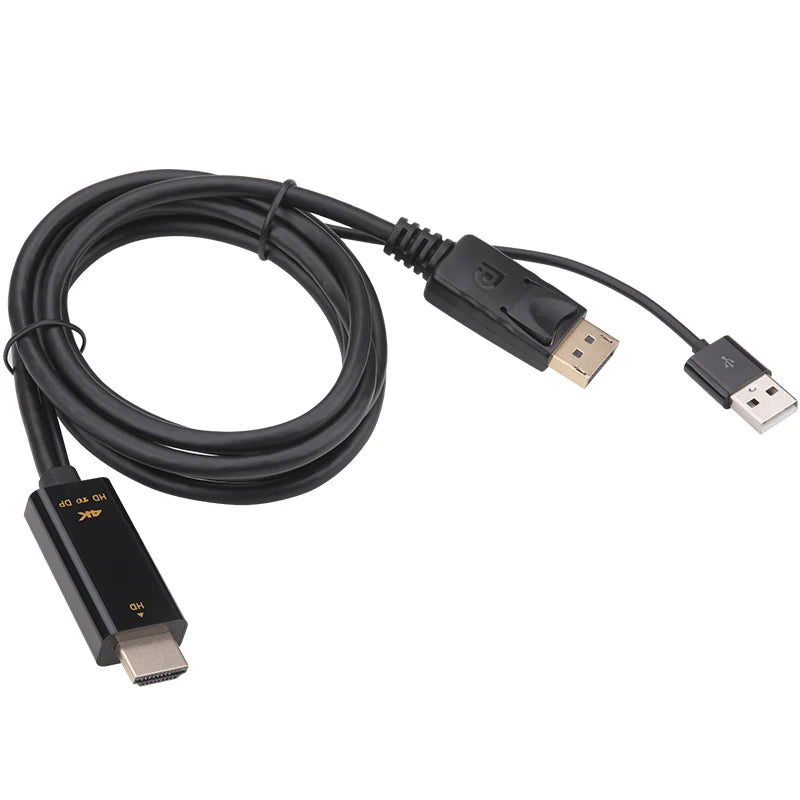 Cable HDMI a DP de 1,8 m (4K, 60 Hz), adaptador convertidor HDMI 2.0 a DisplayPort de 1,8 m (6 pies) con cable de alimentación USB para PS5, PS4 Pro, PC y portátil.