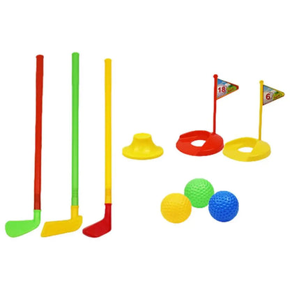 Juguetes de golf portátiles para exteriores, juego de ejercicio en interiores con pelotas y palos de golf de entrenamiento. Juego de juguetes de golf.