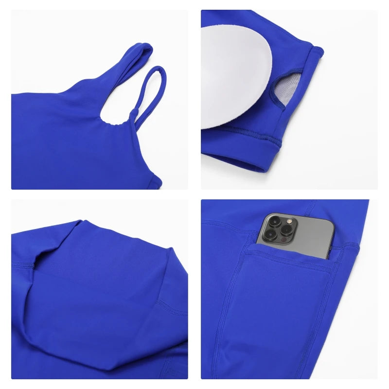 Ctenkevet - Conjunto deportivo de 2 piezas para mujer, sujetador sexy de un solo hombro, ropa deportiva femenina, conjunto de gimnasio para fitness, traje de yoga de secado rápido