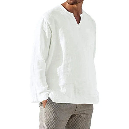 Camisa de lino para hombre 2025, transpirable, color sólido, manga larga, estilo Harajuku, informal, camisa hawaiana, tallas grandes S-5XL