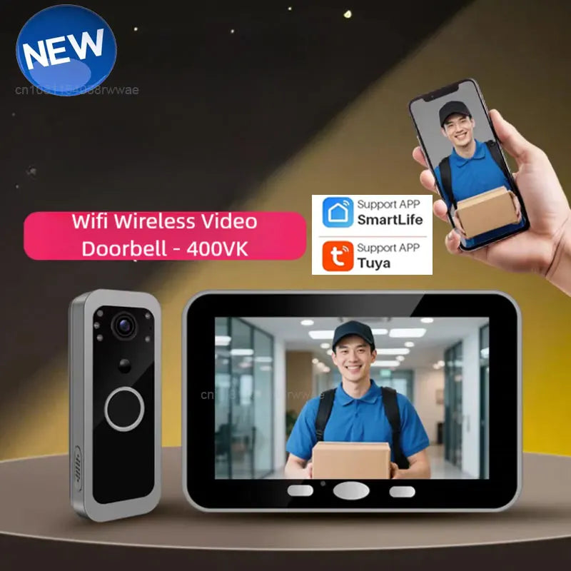 Yuezhe Tuya Smart Life WiFi Video Doorbell PIR Camera 2MP Outdoor Waterproof Wireless Door Security Intercom System 5' Monitor