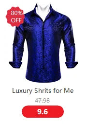 Camisas de seda de diseño para hombre en azul, dorado, verde, rojo, blanco y negro. Estampado cachemir bordado. Corte ajustado. Blusas casuales de manga larga.