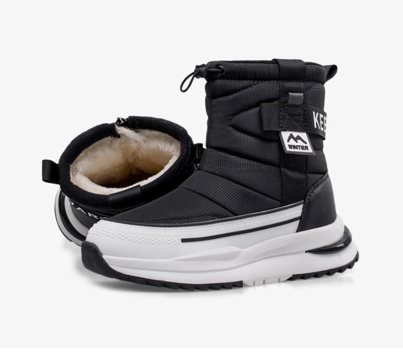 Botas de nieve de invierno para mujer, de terciopelo grueso, de viaje, cálidas, antideslizantes, de algodón, de tubo medio, informales y cómodas.