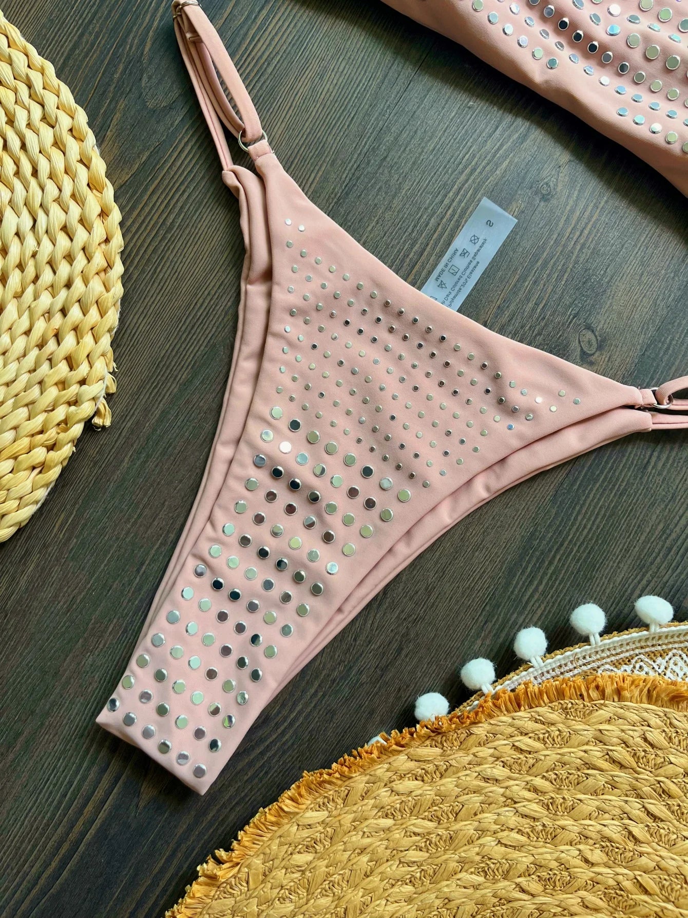 Bikini de diamantes 2025, bañador sexy para mujer, bikini bandeau con efecto push up, bañador femenino brillante, traje de baño floral, ropa de playa